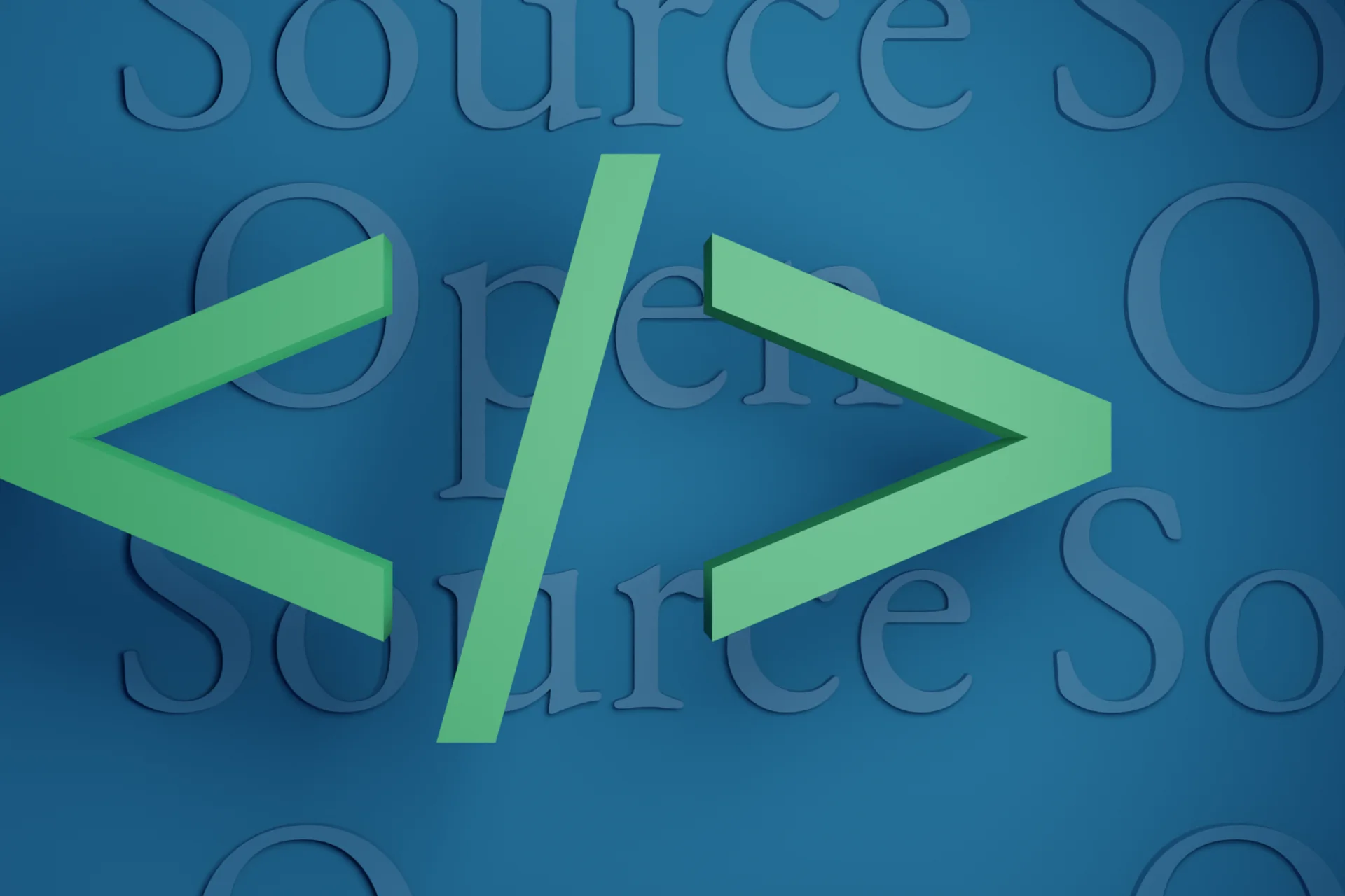 The code-bracket symbol for open source on a coloured ground